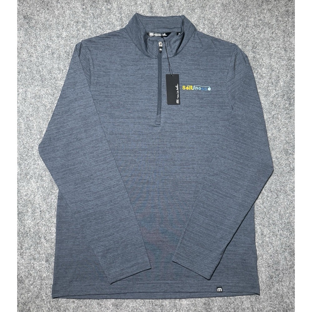 Travis Mathew 1/4 Zip Pullover Men M Crestview Lightweight Vintage Indigo NWT